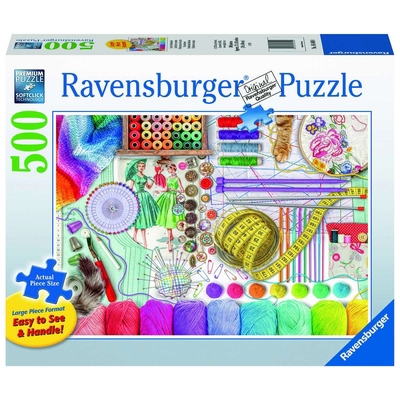 Needlework Station 500 PC Large Format Puzzle B08373KK73 Book Cover