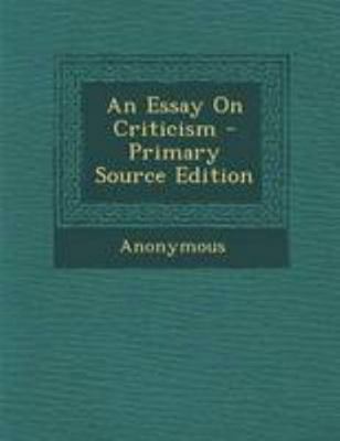 An Essay on Criticism 1295164949 Book Cover