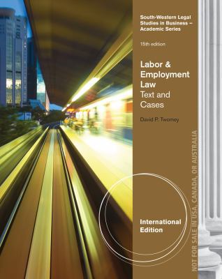 Labor and Employment Law Text and Cases 1133188303 Book Cover