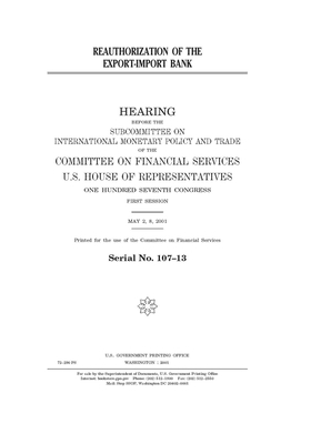 Reauthorization of the Export-Import Bank B0863V3621 Book Cover