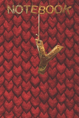 Y NoteBook: Cute Initial Monogram Letter Y College Ruled Notebook. Pretty Personalized Medium Lined Journal & Diary for Writing & Note Taking for Girls and Women - Reptile Skin-Red Drago & Round GOLD