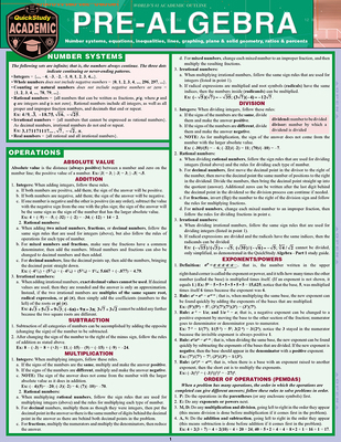 Pre-Algebra: Quickstudy Laminated Reference Guide 1572227265 Book Cover