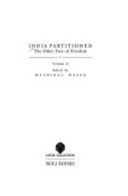 India partitioned: The other face of freedom 8174360115 Book Cover