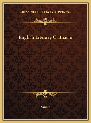 English Literary Criticism 1169718388 Book Cover