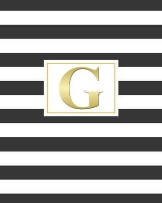 G: 2020 Weekly and Monthly Planner and Customized Calendar Black and White Stripes with Gold Monogrammed Initial
