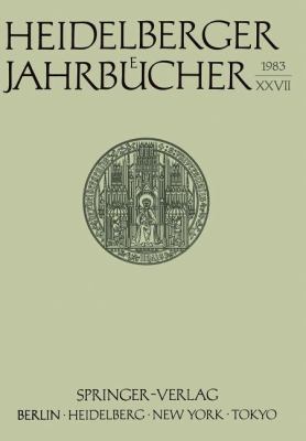 Heidelberger Jahrbücher [German] 3540125965 Book Cover