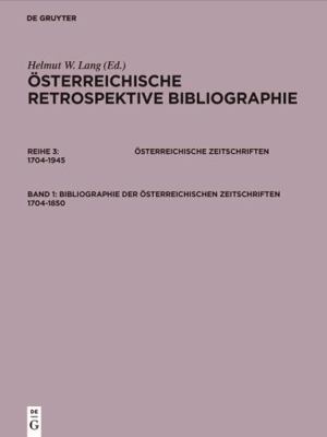 Bibliographie Der Osterreichischen Zeitschrifte... [German] 3598233876 Book Cover