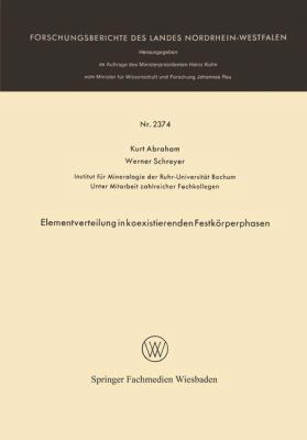 Elementverteilung in Koexistierenden Festkörper... [German] 3663018695 Book Cover