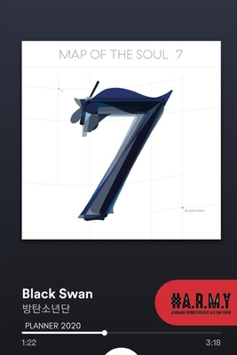 KPOP BANGTAN BOYS LUCKY 7 SWANS WEEKLY PLANNER FOR ARMYS, BOYS AND GIRLS: 2020 BLACK 2 -Year Dated WEEK PER PAGE Schedule Organizer and Personal Planner for Students and Professionals B083XWMCX4 Book Cover