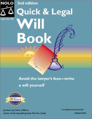 Quick & Legal Will Book ( 2nd Ed. Quick & Legal... 087337505X Book Cover