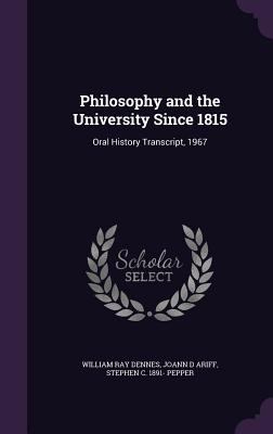 Philosophy and the University Since 1815: Oral ... 1341104486 Book Cover