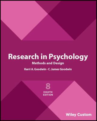 Research in Psychology Methods and Design 8e 1119510236 Book Cover