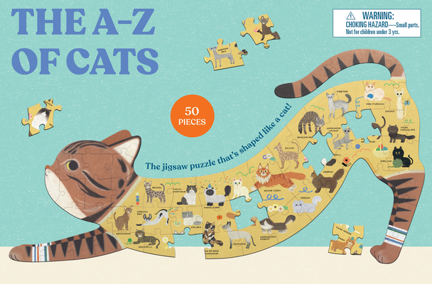 Hardcover The A to Z of Cats: A Cat-Shaped Jigsaw Puzzle Book