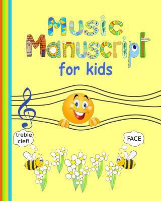 Music Manuscript: Great for kids 8 large staves... 1720662177 Book Cover