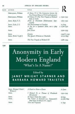 Anonymity in Early Modern England: 'What's In A... 113827545X Book Cover