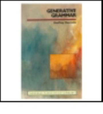 Generative Grammar 0582291313 Book Cover