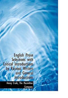 English Prose Selections with Critical Introduc... 1140413686 Book Cover