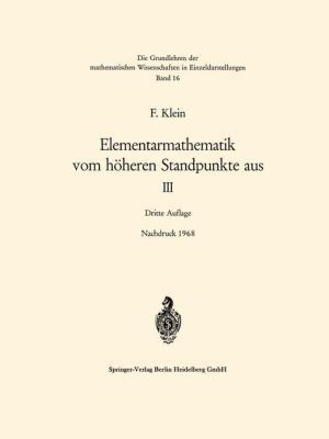 Elementarmathematik Vom Höheren Standpunkte Aus... [German] 3540041281 Book Cover