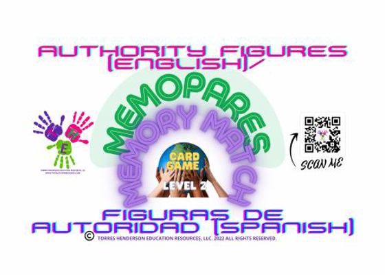 Memory Match, Memopares, Authority Figures, Figuras de Autoridad Grade 1 : Card Game