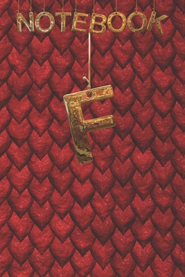 F NoteBook: Cute Initial Monogram Letter F College Ruled Notebook. Pretty Personalized Medium Lined Journal & Diary for Writing & Note Taking for Girls and Women - Reptile Skin-Red Drago & Round GOLD