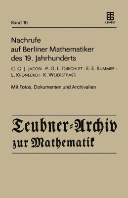 Nachrufe Auf Berliner Mathematiker Des 19. Jahr... [German] 3211958428 Book Cover