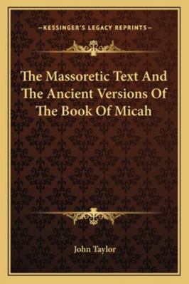 The Massoretic Text And The Ancient Versions Of... 116293400X Book Cover