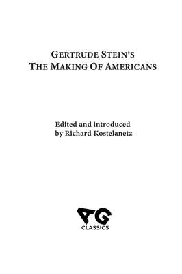 The Making of Americans            Book Cover