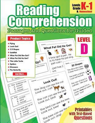 Reading Comprehension Passages and Questions for Guided: Level D Guided Reading Comprehension Books Passages and Questions for Homeschool, Kindergarten, 1st Grade 1977994830 Book Cover