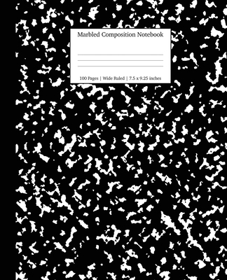 Marbled Composition Notebook: Black Marble Wide... 1989387470 Book Cover