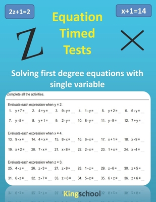 Equation timed test - Solving first-degree equa... B08MSFDR5V Book Cover