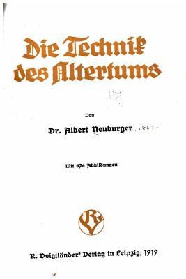 Die technik des altertums [German] 1530779162 Book Cover