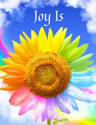 Joy Is 3 (L) Cheerful Rainbow Sunflower College Ruled Composition Notebook, Pretty Back Cover : Great Gift Present For Rainbow Flower Lovers Women Girls Kids Teens! This Cover Available Sizes S-M-L