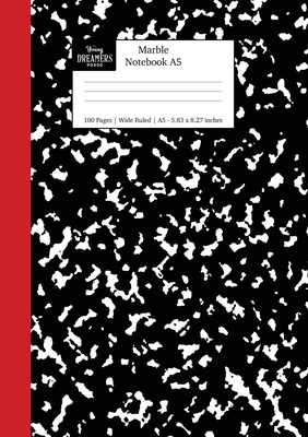 Marble Notebook A5: Black and Red Spine Marble ... 1989790836 Book Cover