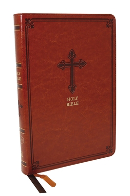 Kjv, Thinline Bible, Leathersoft, Brown, Red Le... 0785226001 Book Cover