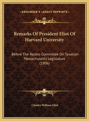 Remarks Of President Eliot Of Harvard Universit... 1169465471 Book Cover