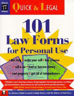 101 Law Forms for Personal Use (101 Law Forms f... 0873374126 Book Cover