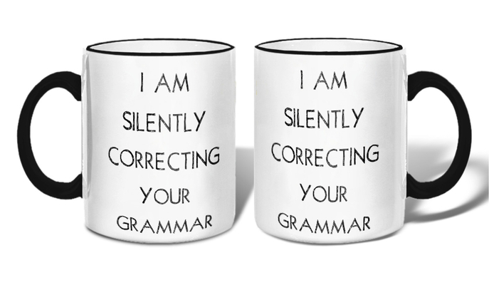 Kitchen Retrospect Group"I Am Silently Correcting YOUR GRAMMAR" Ceramic Mug, White with Black Handle and Rim Book