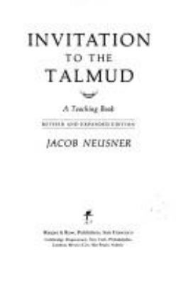 Invitation to Talmud 0060661127 Book Cover