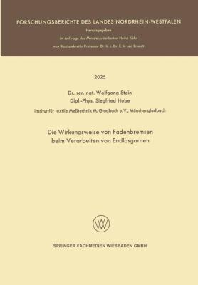 Die Wirkungsweise Von Fadenbremsen Beim Verarbe... [German] 3663200892 Book Cover