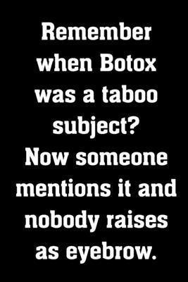 Paperback Remember when Botox was a taboo subject?: Funny Notebook Sarcastic Humor Journal, perfect plastic surgery, cosmetic gag gift for women and girls Book