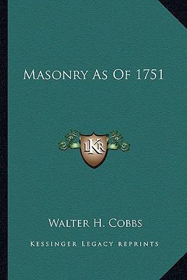 Masonry As Of 1751 116316335X Book Cover