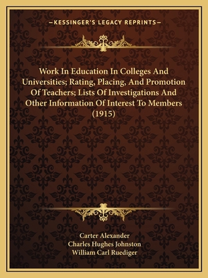 Work In Education In Colleges And Universities;... 1165758342 Book Cover