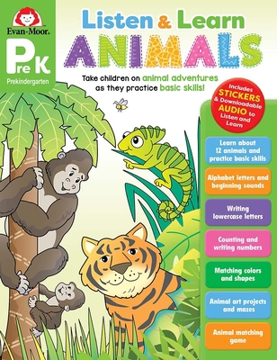 Animals, Prek Workbook: Listen and Learn Audio ... 1645141845 Book Cover