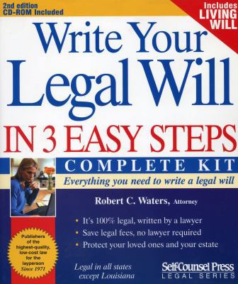 Write Your Legal Will in 3 Easy Steps 1770401008 Book Cover