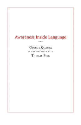 Awareness Inside Language 1581771711 Book Cover