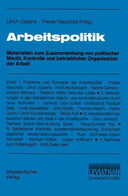 Arbeitspolitik [German] 353111641X Book Cover