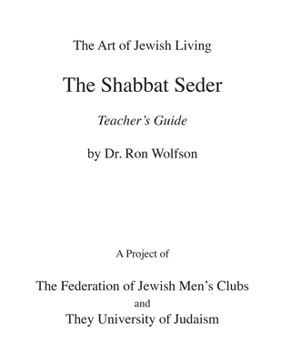 Shabbat Seder Teacher's Guide 1879045923 Book Cover