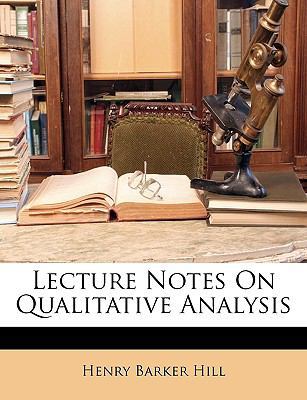 Lecture Notes on Qualitative Analysis 1148798897 Book Cover