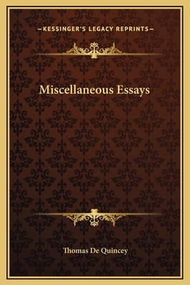 Miscellaneous Essays 1169263305 Book Cover