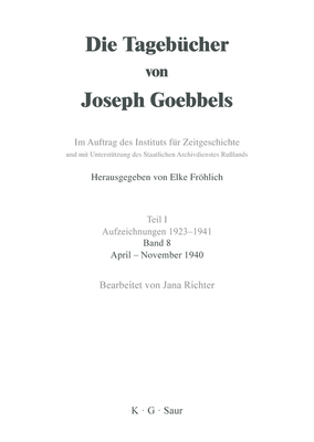 April - November 1940 [German] 3598237383 Book Cover